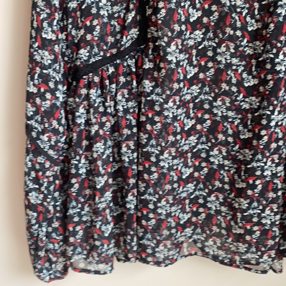 NWT Zara Sheer Floral Lace Peasant Babydoll Top S - Picture 5 of 7